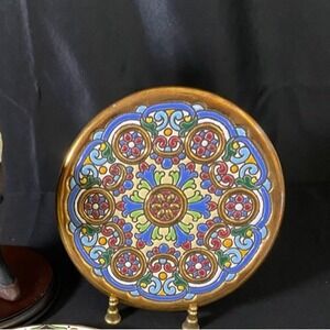 Sevillarte Porcelain Flower Wall Plate with Gold Rim